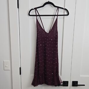 Free People Plum Crossback Dress with Sequin Accents
